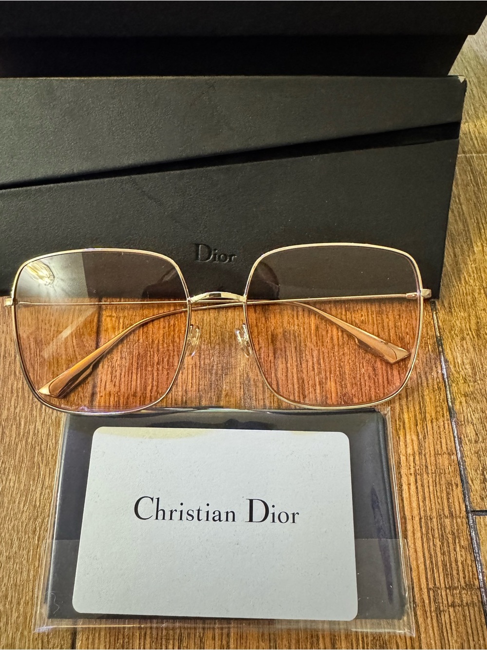 Dior Gold Metal Frame Sunglasses with Brown-Tinted Lenses